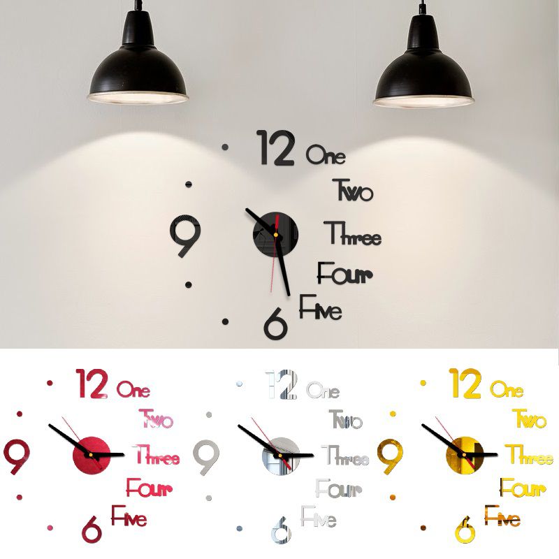 Wanduhren 3D Zauberstab Uhr Aufkleber Wohnkultur Selbst-Klebstoff Quarz Uhren Wohnzimmer Acryl Große Wanduhr Moderne