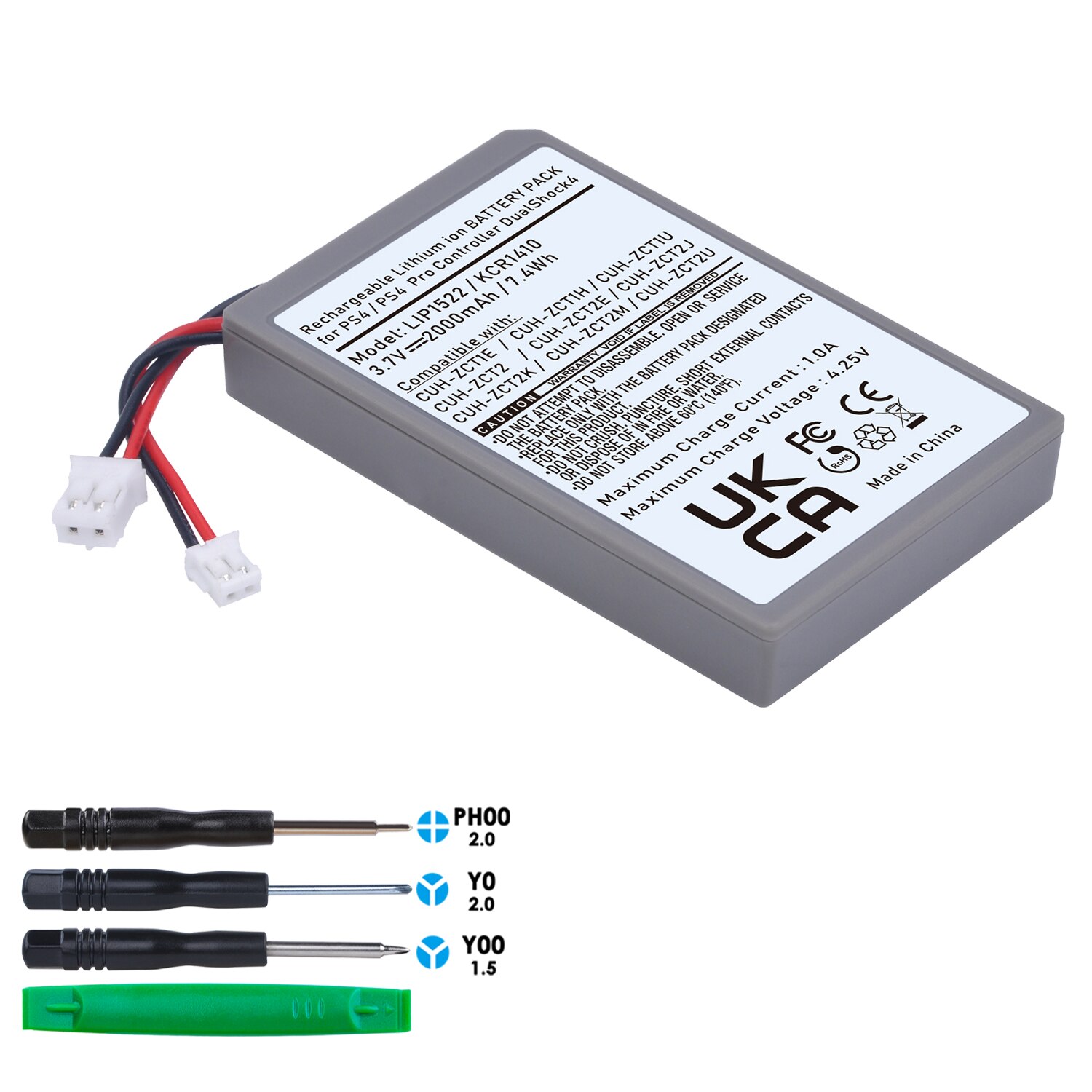 Batteri til sony  ps4, ps4 pro slim dualshock 4 v1 v2 trådløs controller cuh-zct 2,  cuh-zct 2e,  cuh-zct 1e,  cuh-zct 1u: 1x batterier