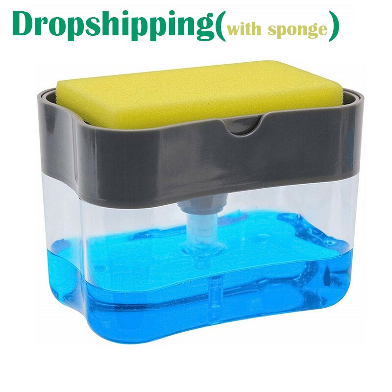 Kitchen Liquid Soap Dispenser With Sponge Box For Automatic Sponge Scrubber Soap-Pump-Dispenser Liquid-Dispenser-container