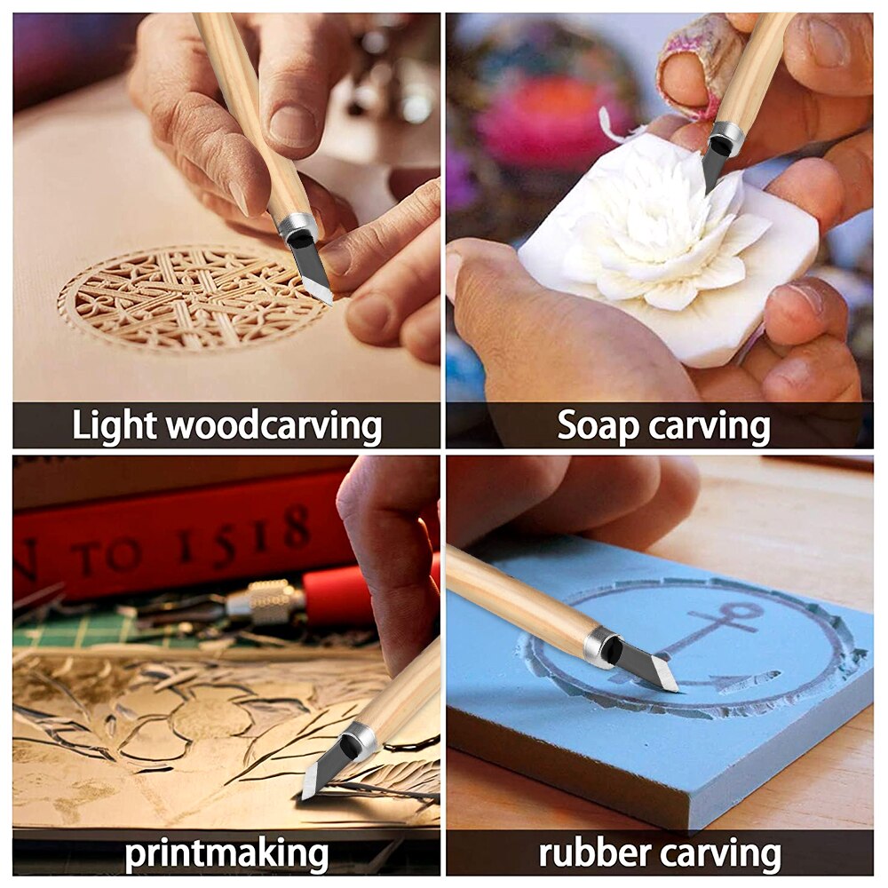 Vastar Wood Carving Chisel Knife 8/10/12 pcs Wood Working Tools Set For Basic and Detailed Multi Purpose Gouges Carpentry Tools