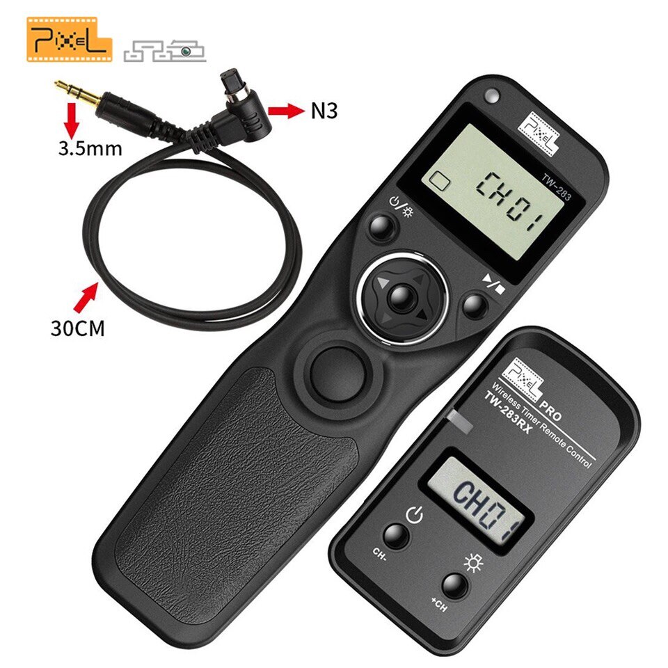 Temporizador inalámbrico Control remoto Pixel TW-283/N3 LCD obturador liberación con cable de conexión E3 para cámaras Canon EOS DSLR VS RW-221: TW283-N3