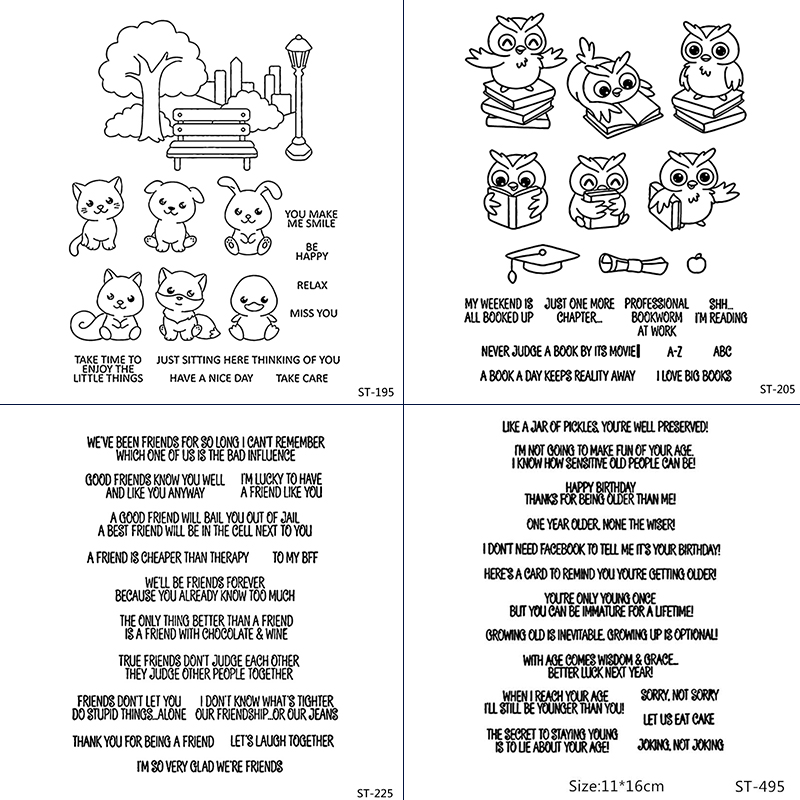 Azsg schattige dieren uil gebouw siliconen transparante stempels/zegels voor scrapbooking diy clipart/album decoratie stempels knutselen