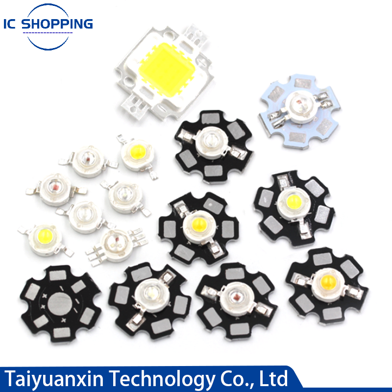 10PCS 1W 3W 5W 10W Small Light Emitting Element Diode LED Light Bead Bright White Warm Lighting Red Yellow Green Blue Light