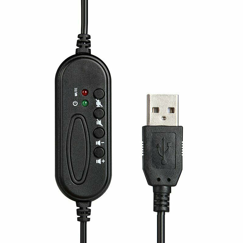 Black Usb Microphone Adjustable Headband Wired Stereo Headset Noise Cancelling Earphone For Computer Laptop Desktop