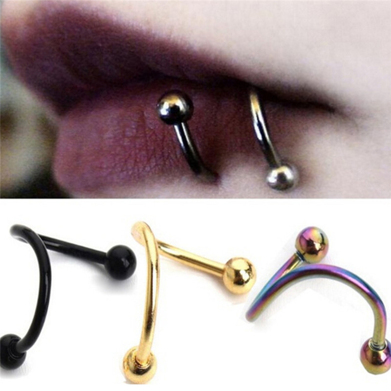 1Pair8mm Spiraal Chirurgisch Staal Spiral Twisted Lip Ring Neusringen 16 Gauge Oor Kraakbeen Helix Piercing Lichaam Accessoires Sieraden