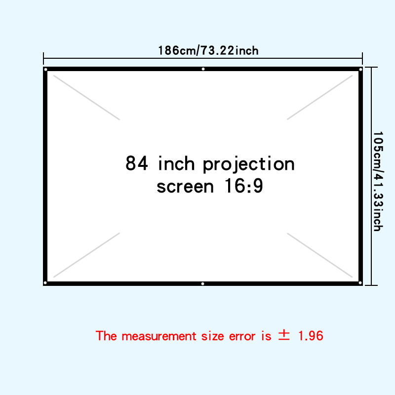 Simple wall mounted projection soft screen foldable outdoor camping entertainment movie screen high-definition washable 16:9: 84 inch