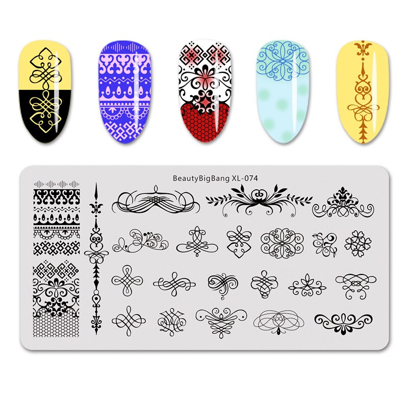 BeautyBigBang Stamping Plates for nails Flower butterfly Theme Nail stamping Plates Template Rectangle Nail Art Stencils XL-068: 74
