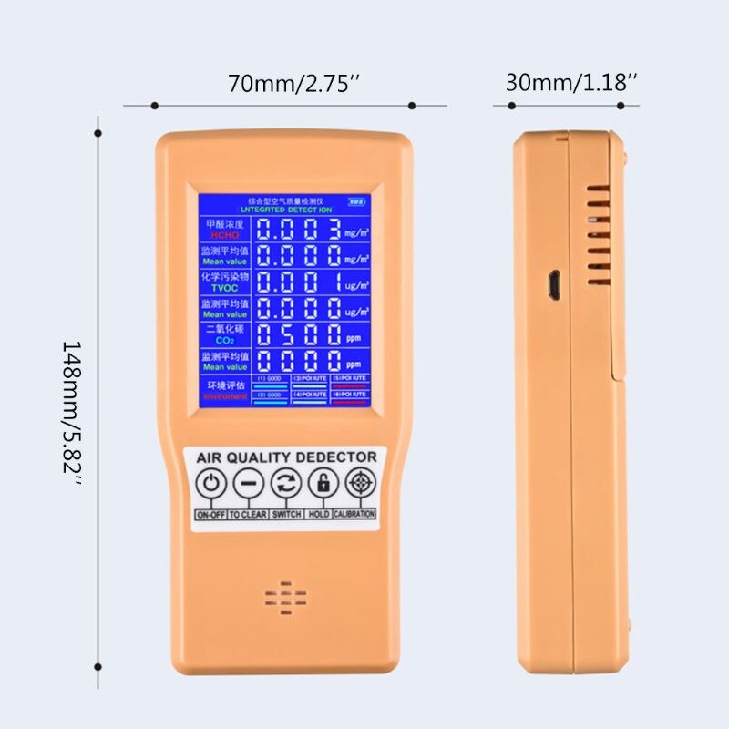 Handheld Formaldehyde Tvoc Hcho CO2 Monitor Gas Analyzer Indoor Outdoor Luchtkwaliteit Detector Voor Home Office