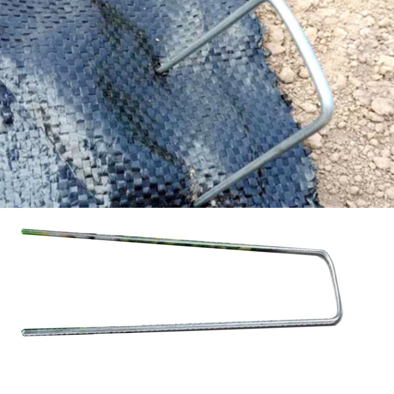 50 Pcs U-Shaped Gardening Nail Lawn Fixer Artificial Grass Ground Pegs Metal Netting Garden Pipes Garden Membrane Nail Strong