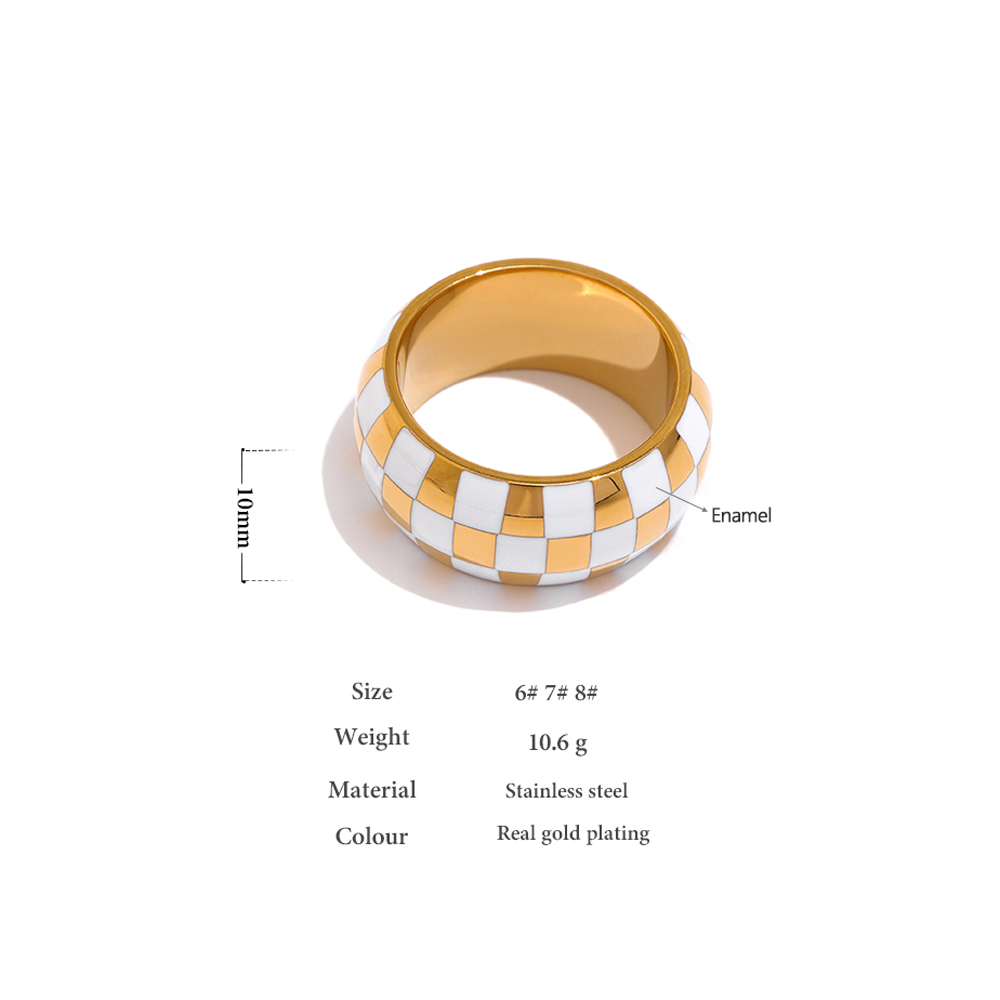 Yhpup emalje ternet rund ring 316l rustfrit stål metal charm fingerring til kvinder smykker bague acier inoxidable