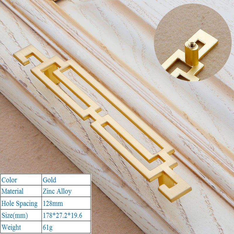 Zink legering möbler skåp hårdvara dörrhandtag kinesisk stil imitation koppar antik guld dekorativa sovrum hårdvara knoppar: 6909-128mm