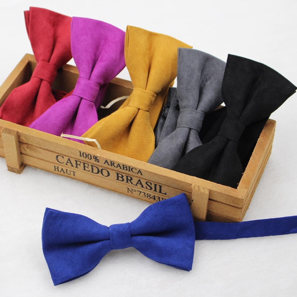 Nœuds en daim pour hommes, Micro, cuir de marié, Plaid souple, cravate souple, solide, papillon Gravata, nœuds de mariage