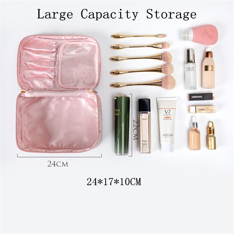 Velvet Cosmetic Bag For Women Portable Large Capacity Toiletries Organizer Makeup Cases Waterproof Female Travel Storage Box