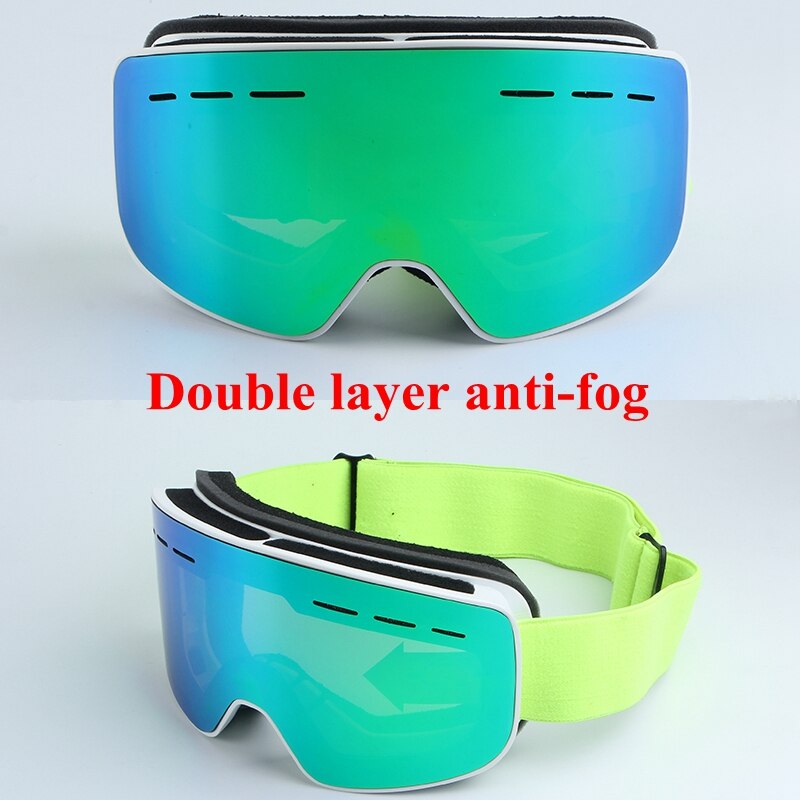 Dubbla lager skidsnowboardglasögon anti-fog  uv400 stora skidglasögon män kvinnor skidåkning skotermask snöglasögon