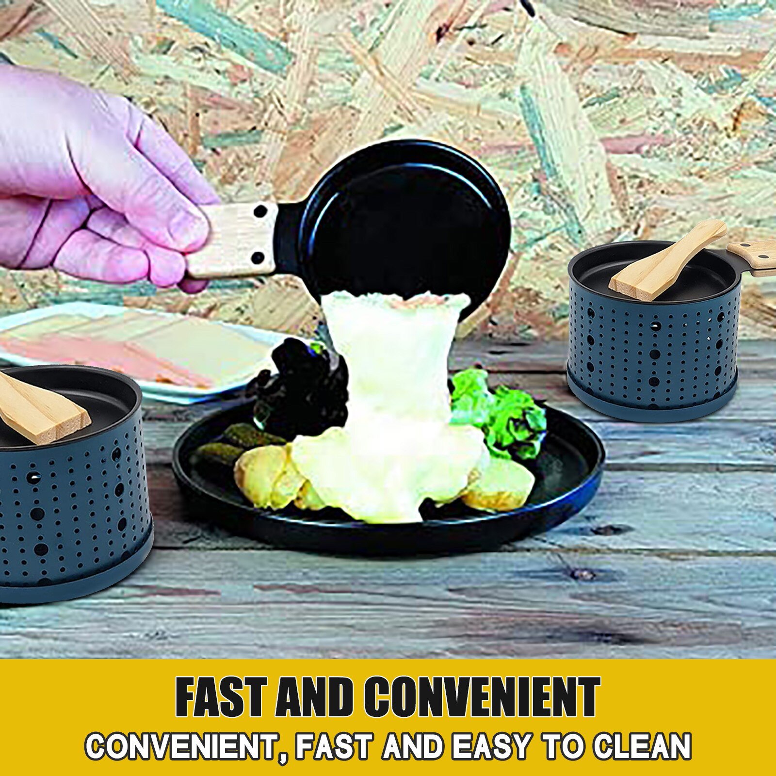 2Pcs Grill Kaas Raclette Set Non-stick Griller Mini Bbq Board Gebakken Kaas Oven Kaars Trage Oven Kaas brood Grill