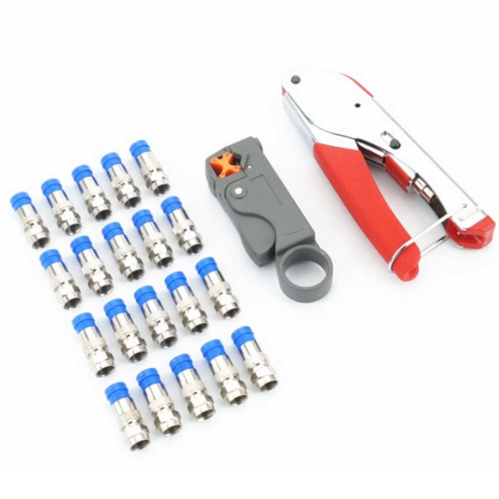 Coaxiale Kabel Krimptang Set Knijpen Tang &amp; Draad Stripper Voor RG6 Coaxiale Kabel Crimper Met Compressie Connectors