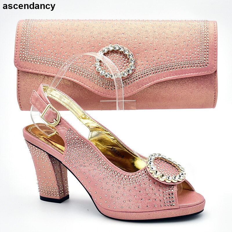 Neue Italienische Schuhe mit Passenden Taschen Set Verziert mit Strass Afrikanische Schuhe und Tasche Set für Party Frauen Schuhe Sommer