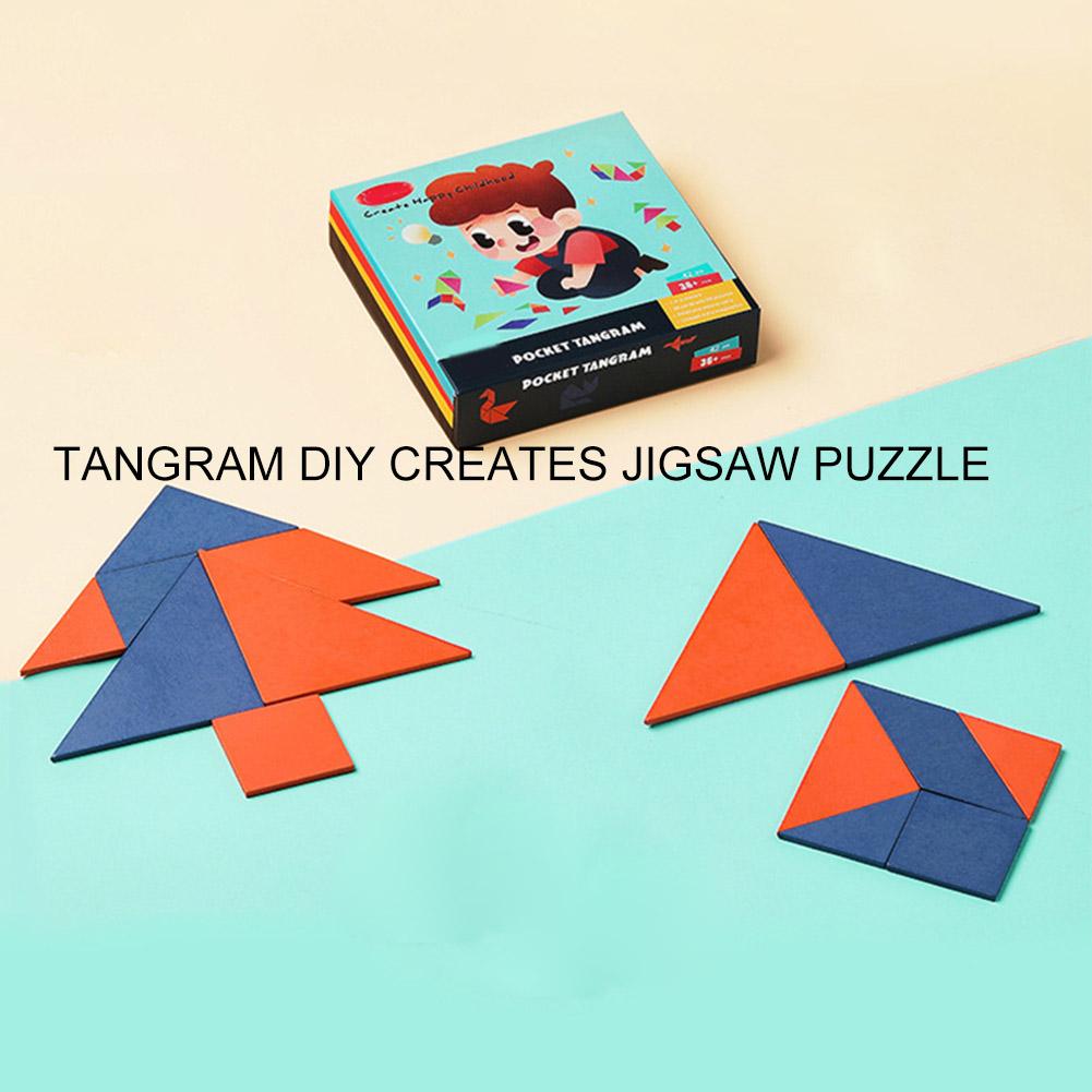 2 Sets Van Jigsaw Puzzletoy Kinderen Onderwijs Voordeel Intellectuele Puzzel Onderwijs Aid Tangram Diy Houten Puzzel