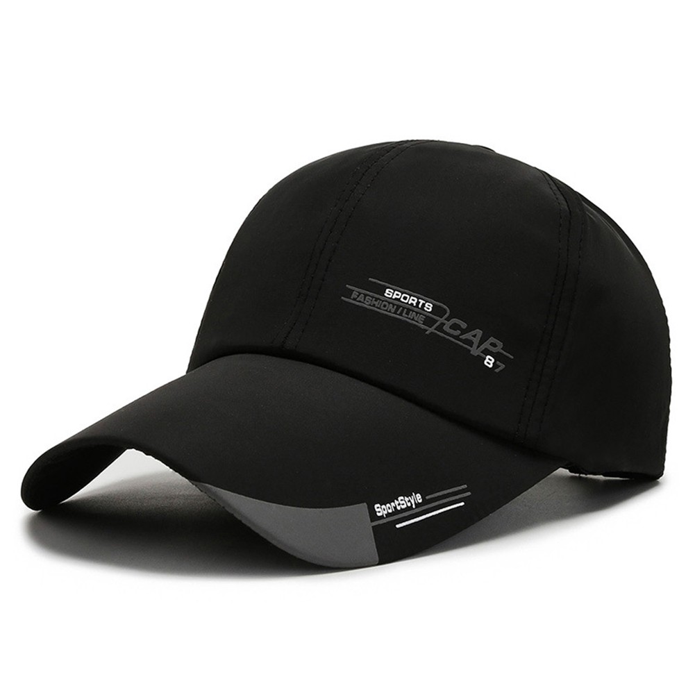 1 gorra de béisbol de ala larga, gorra con visera, impermeable, deporte, lengua de pato, mujeres, hombres, gorra de béisbol de secado rápido para exteriores, gorra ajustable para el sol: Negro