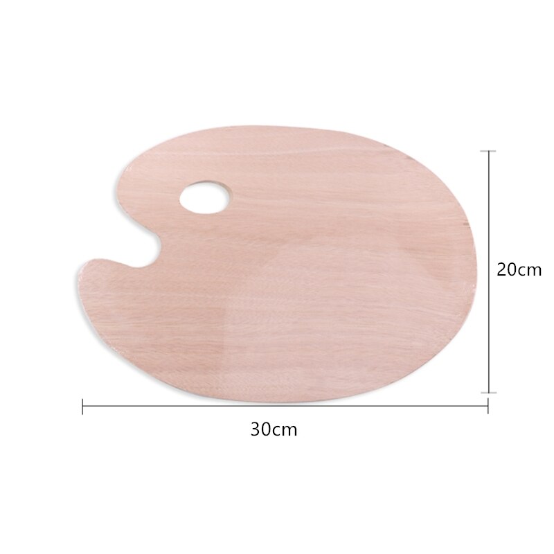 Wooden Smooth Paint Flat Tray With Thumb Hole Oval Artist Palette Pallet For Acrylic Watercolor Oil Painting Art Supplies