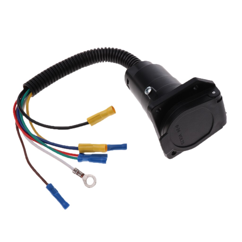 Auto Replacement 7 Pin Trailer Plug Socket 7 Way RV Towing Wire Adapter Made of Metal and Plastic