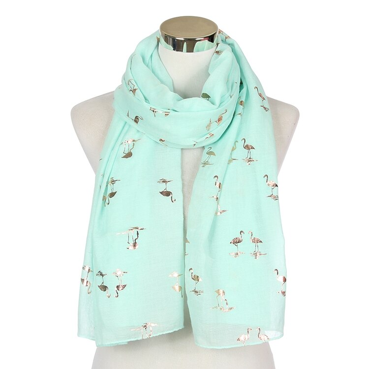 Foxmother Mode Glanzende Roze Mint Bronzing Folie Goud Flamingo Swan Ring Sjaal Snood Foulard Sjaal Vrouwen: Mint Long
