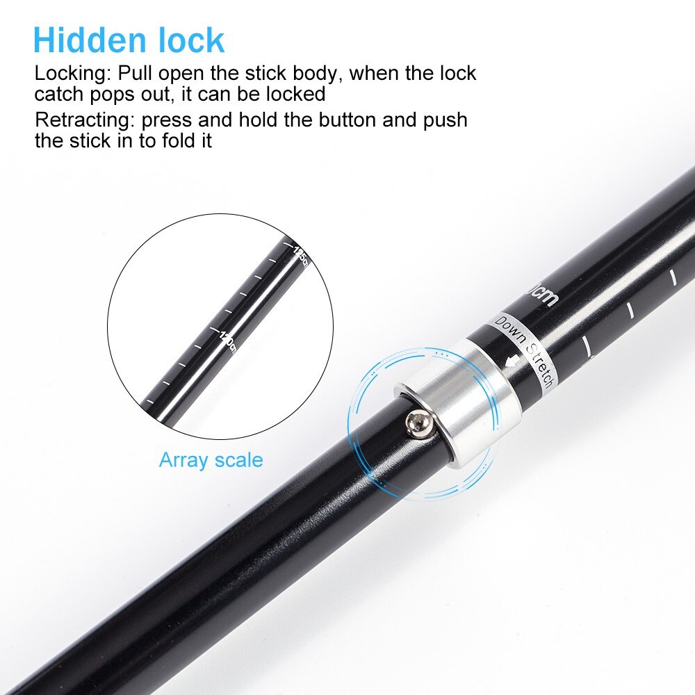 Outdoor Walking Stick Hiking Trekking Poles Ultralight Nordic Walking Pole Telescopic Crutches Antishock EVA Handle Folding Cane