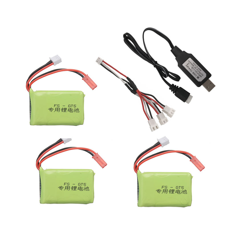 7.4v 1500mah 2S RC Lipo batterie s'adapte pour Flysky FS-GT5 2.4G 6CH émetteur pour RC voiture bateau télécommande: 3 pcs with charger