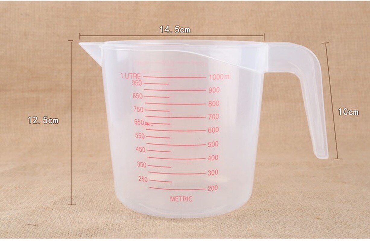 250/500/1000ML Plastic Measuring Cup Jug Pour Spout Surface Kitchen Measure Cup with Graduated for Baking Beaker Liquid Measure