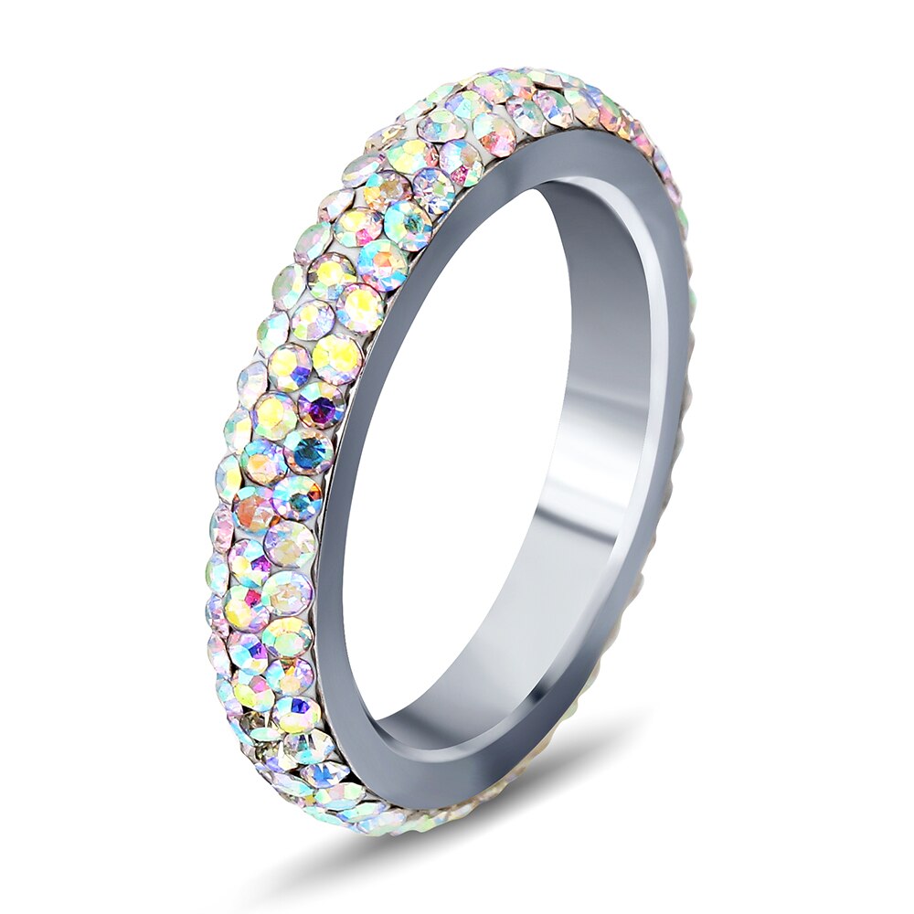 NIBA Stainless Steeing Women Wedding Ring For Women AB Colored Ring Pave Clear Zircon Party Jewelry Accessories: 7