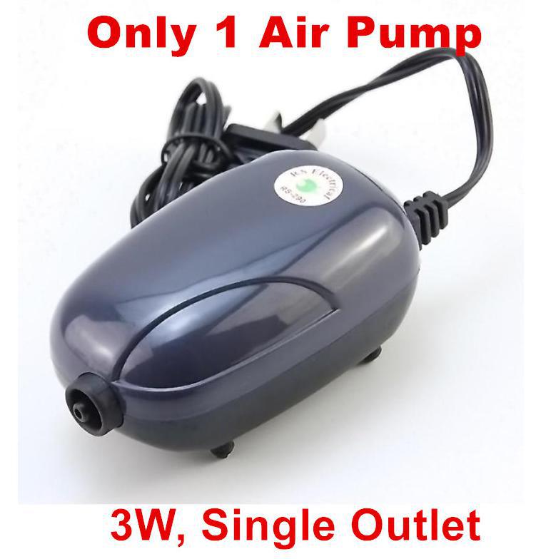 220v 3w 5w akvarieluftpump akvarium mini luftkompressor enkel dubbelutlopp syrepump akvarietillbehör för fisk: Svart