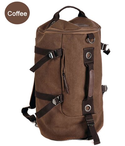 Mode Canvas heren reistas Bagage Tas Rugzak canvas mannen plunjezak overnight weekend bag schouder Tote: Coffee
