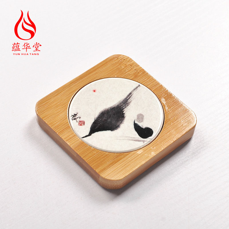 6pcs Hand-painted ceramic coasters and tea mats