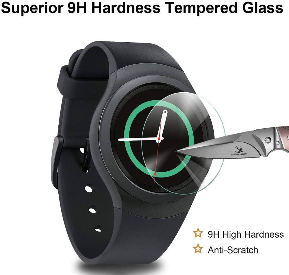 Behua hærdet glas skærmbeskyttelsesfilm til samsung gear  s2 sm-r720 9h lte 2.5d rundkant anti-ridsebeskyttelsesdæksel: 10 stk