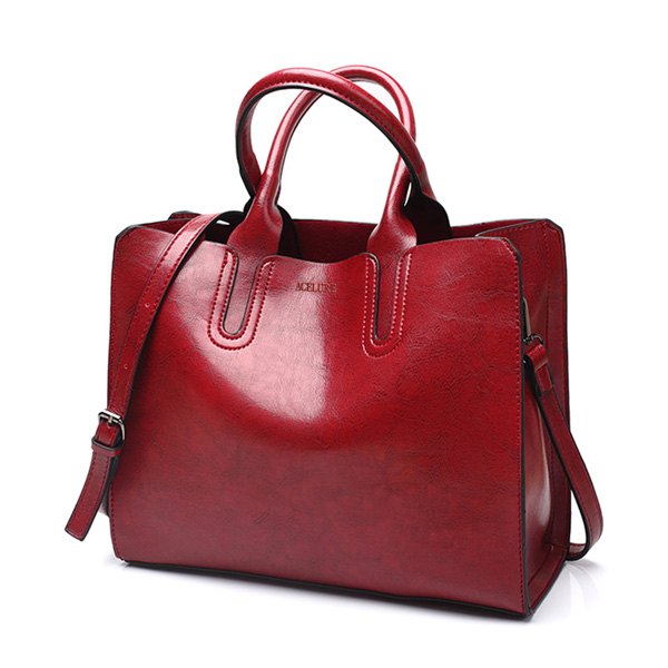 Leder Handtaschen Große Frauen Tasche Casual Weibliche Taschen Stamm Tote Spanisch Schulter Taschen für frauen bolsa feminina: burgundy