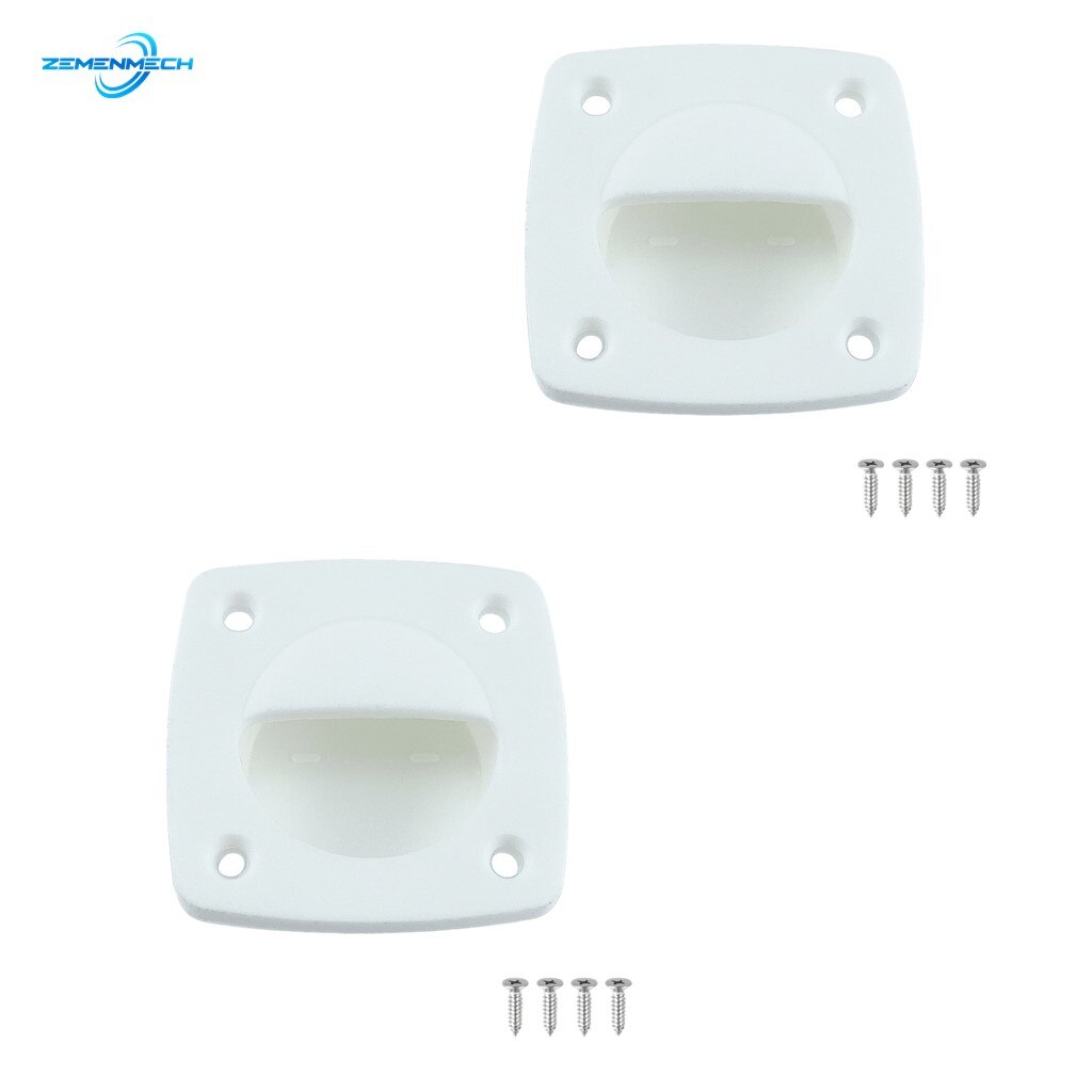 2PCS White Nylon Recessed Flush Sliding Door Handle Pull Square Hatch Pull Handle Motorboat Marine Yacht Cabin Boat Accessories