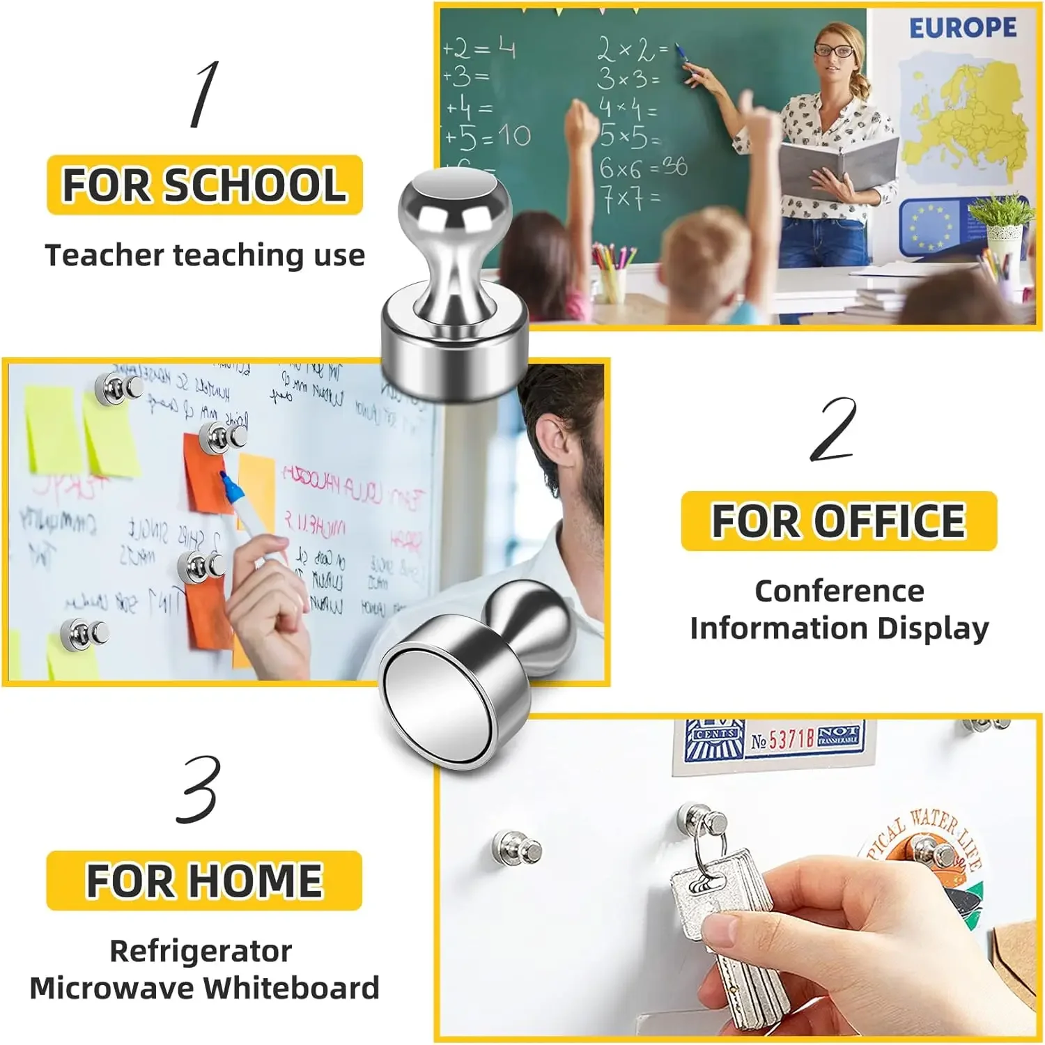 1/20Pcs Metal Strong Magnetic Pushpins Small Magnets Whiteboard Fridge Thumbtack Map Magnets Push Pins for Office School