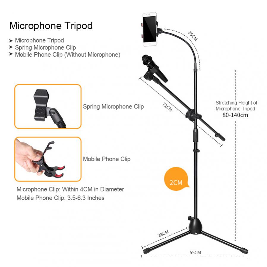 Telescopische Microfoon Vloer Metalen Statief Flexibele Mobiele Telefoon Houder Clip Swing Boom Podium Beugel Microfoon Houder Stand