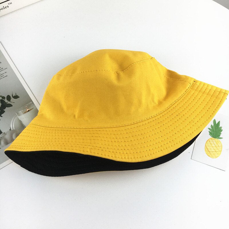 Cotton Double sided Solid Color Bucket Hat Fisherman Hat outdoor travel hat Sun Cap Hats for Men and Women 182