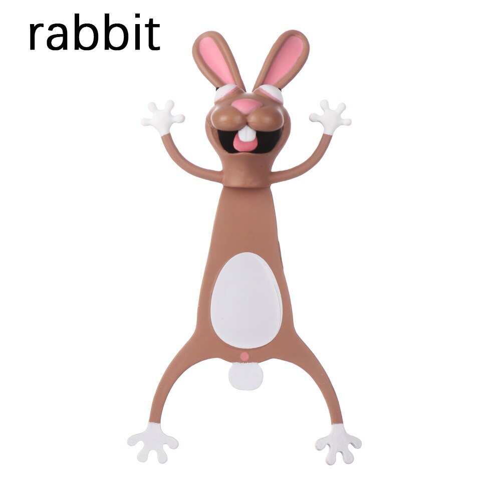 Marcapáginas de lectura de estilo Animal de dibujos animados en 3D, marcadores divertidos de PVC, suministros de papelería escolar, marcapáginas de para niños: rabbit