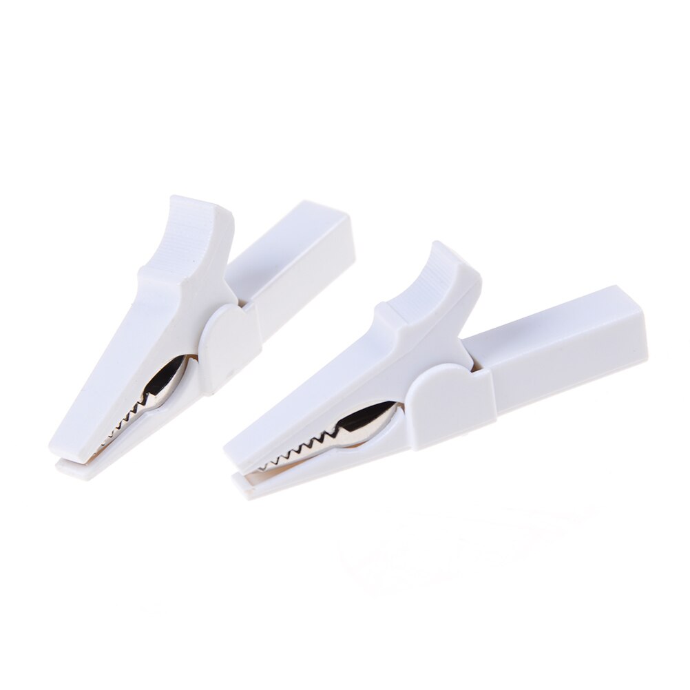 2PCS Battery Test Clip 55MM HV Alligator Clip For Banana Plug 4mm Multimeter Pen Cable Probes Crocodile Clip: 2PCS White