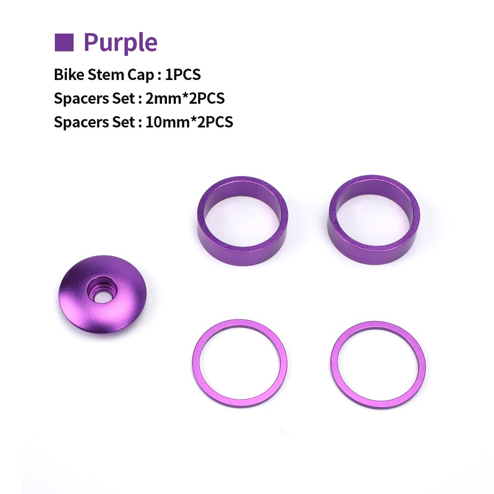 Mtb Fiets Stuurpen Top Cap Headset Spacers Kit Aluminium Vork Ring Spacer 28.6Mm 2Mm 5Mm 10Mm fiets Headset Deksel: purple cap kit