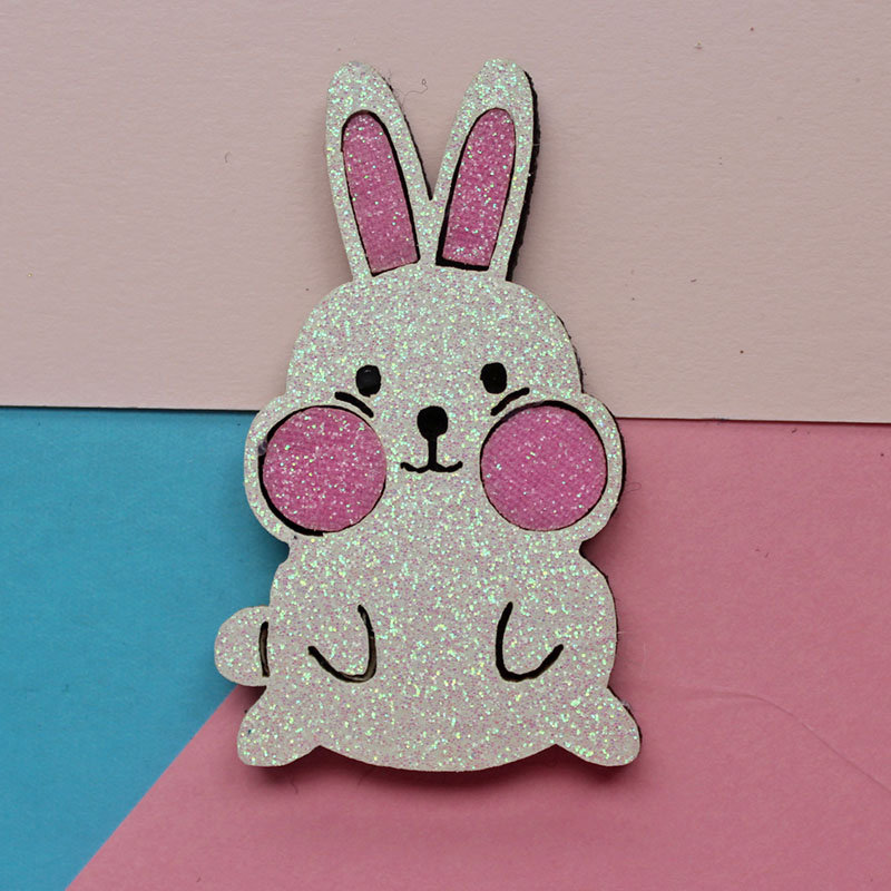 Pinzas para el pelo de animales de Pascua para niña y bebé, accesorios para el pelo de conejo con purpurina, 10 piezas: Blanco