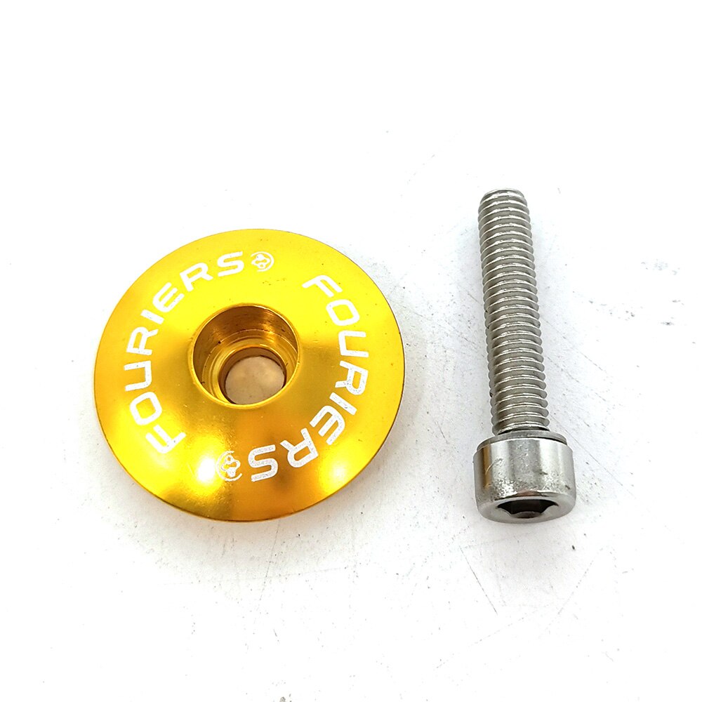 FOURIERS Bicycle Headset top cap With stainless steel screws bolt Fit on 1-1/8 fork MTB Road Bicycle Headsets Bicycle Part: Gold