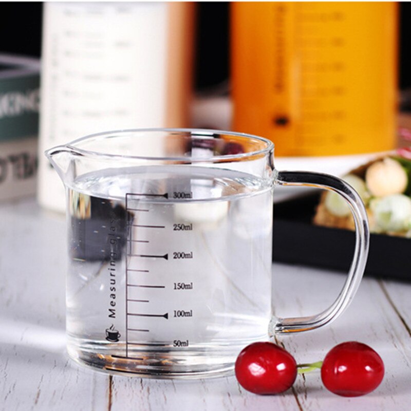 Meten Glas Food Grade Borosilicate Verdikte Glas Cup Huishouden Keuken Multifunctionele Schaal Cup Melk Werper Drankjes Jug: 300ml with handle