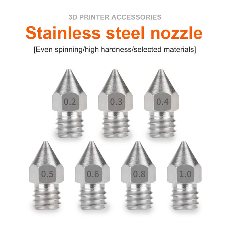 M6 Schroefdraad Roestvrij Staal MK8 Nozzle 0.2 0.3 0.4 0.5 0.6Mm Voor 1.75Mm Filament 3D Printer Extruder CR10 CR-10S Ender 3/ 5