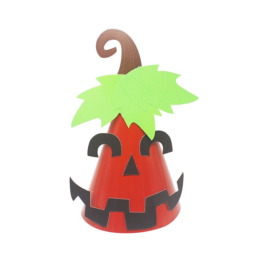 Kids Halloween Witch Bat Pumpkin-Vampire DIY Beanie Hat Paper Craft Party Decor Help exercise children's hands-on ability.DIYHat: Smiling Face