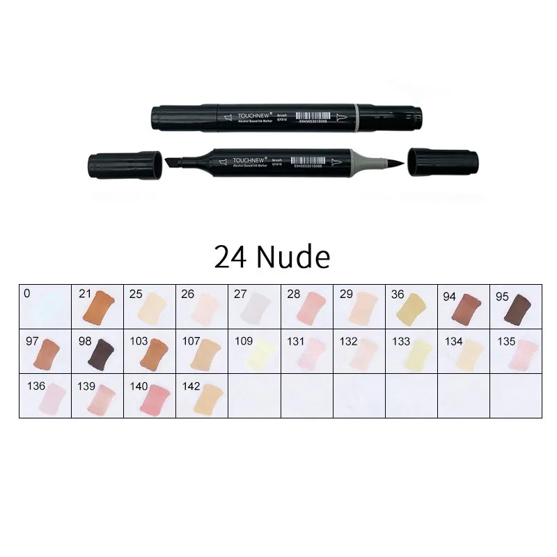 TOUCHNEW Marker 6/12/30/80/168 Farben Sanft Bürste Marker Kuli einstellen Alkoholbasierter Marker Manga Zeichenpinsel einstellen Schulkunstbedarf: Braun