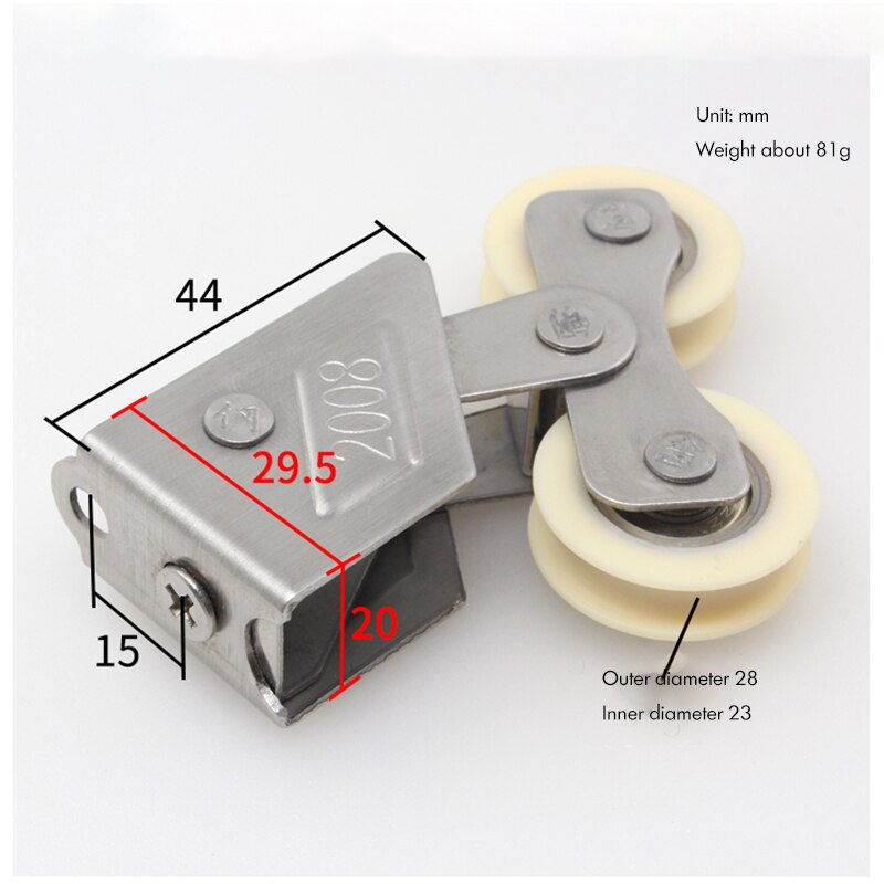 Sliding Door Wheel Roller Replacement, 28mm Grooved Nylon Wheel, Stainless Steel, for Sliding Glass Door Screen Door Gate Window
