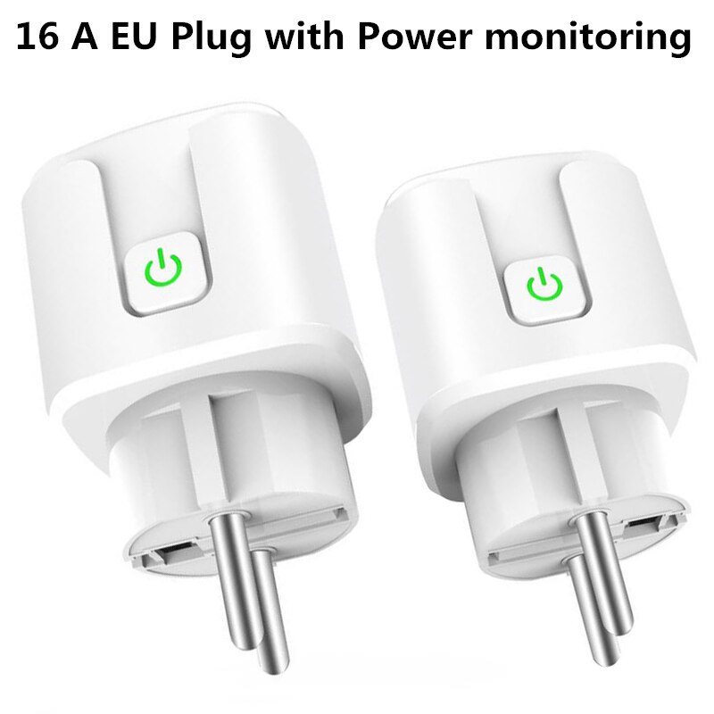 16A Wifi Smart Home Plug With Power Monitor Wifi Wireless Smart Socket Outlet With Google Home Alexa Voice Control: EU 2pack